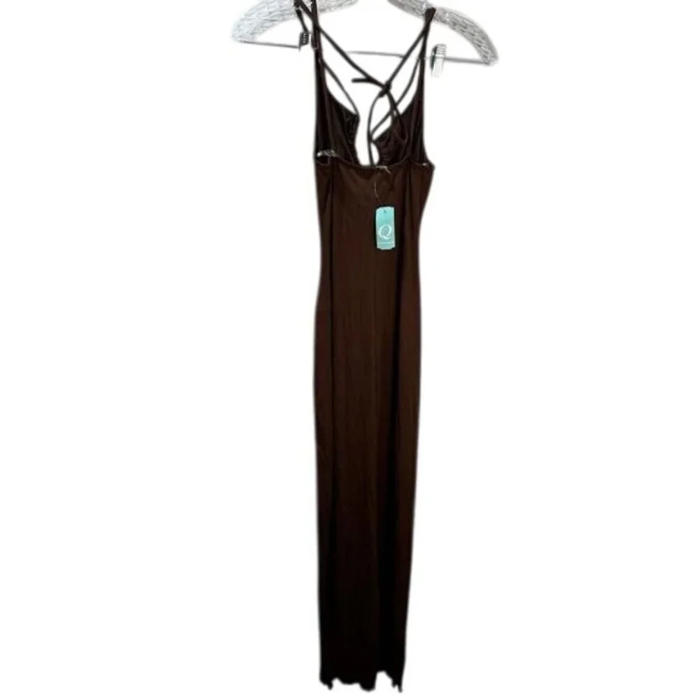 7Day Wknd Lace‎ Up Midi Dress Knit Strappy Small